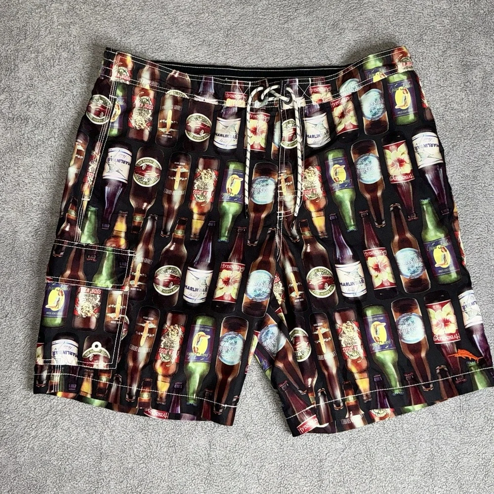 Tommy Bahama Relax Mens Large Beer Swim Trunks Mesh Lining Drawstring‎ Swimwear